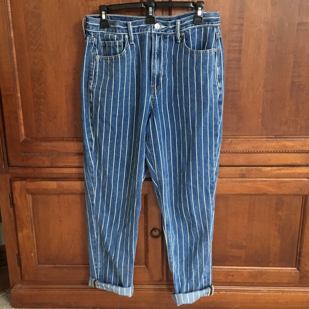 striped mom jeans